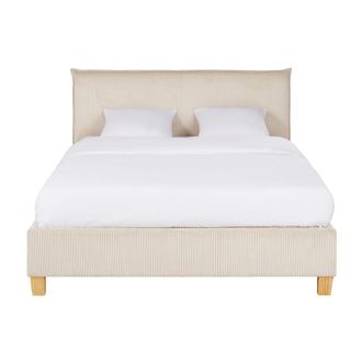 Maisons du monde Canap&eacute; abatible de terciopelo acanalado beige 140x190 cm con somier