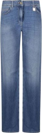 Elisabetta Franchi Palazzo Jeans met Logo Detail - Dames - Regular Fit Jeans - Blauw - W28 - Katoen - Jeans