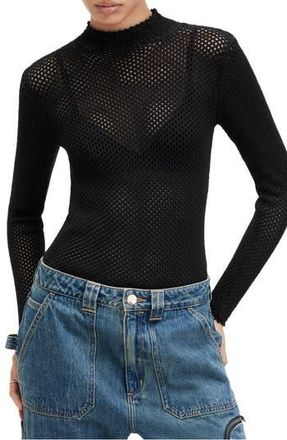 AllSaints Avril Open Stitch Sweater in Black at Nordstrom Rack, Size X-Small