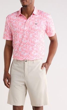 Callaway Tropical Confetti Short Sleeve Polo in Dianthus at Nordstrom Rack, Size Xx-Large