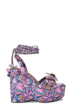 Kurt Geiger Butterfly Ankle Wrap Platform Wedge Sandal in Light/Pastel Purple at Nordstrom, Size 6.5Us