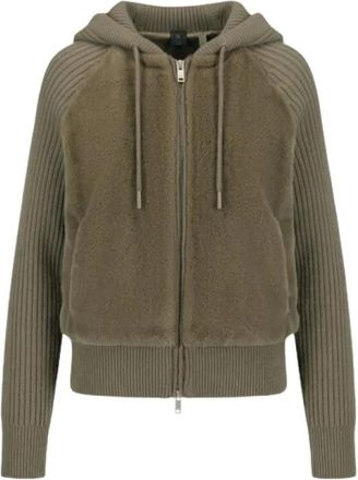 Moose Knuckles Junction Hooded Hybrid Sweater - Dames - Hoodies - Bruin - XS - Wol - Hoodies & sweatvesten