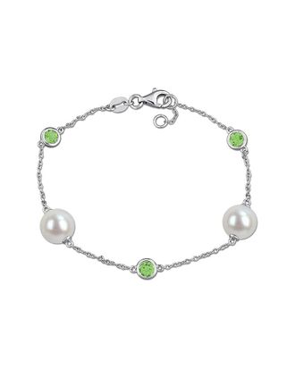 Rina Limor Silver 0.87 ct. tw. Gemstone & 8.5-9mm Pearl Bracelet