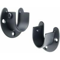 OEM Soportes Para Barra De Cortina En Forma De U De 4 Piezas, Remates Para Barra De Cortina O Remates Para Barra De Armario, Acero Inoxidable Negro Mate -