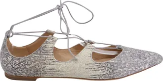 Loeffler Randall Ambra Snakeskin Embossed Flats in Beige Leather