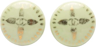 Chanel Tweedekans Cc Hars En Gouden Geplateerde Ronde Clip Oorbelletjes