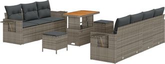 vidaXL Vidaxl - Garden Sofa Set with Cushion 10 pcs Grey 90 x 55 x 71 cm