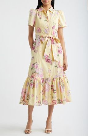 Anne Klein Floral Shirtdress in Daffodil Multi at Nordstrom, Size 16P