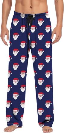 Generic Mens Christmas Lounge Pants with Santa Claus Face Print, Funny Holiday Pyjama Bottoms for Men, Elastic Waist Sleepwear Trousers, Lightweight Soft Cott