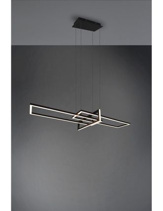 Trio Leuchten Suspensi&oacute;n Salinas 3 Rect&aacute;ngulos Led 34w Negro L110 Cm Regulable Trio Iluminaci&oacute;n