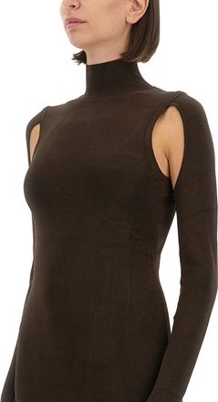 Helmut Lang Viscose Turtleneck Dress - Brown
