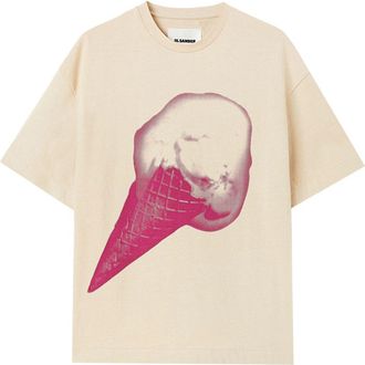 Jil Sander logo-print cotton T-shirt - women - Cotton - L - Neutrals