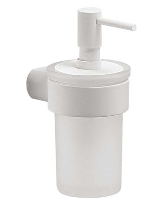 Gedy Sapho Gedy Pirenei - Dispensador De Jab&oacute;n Con Soporte, Blanco/cristal Satinado Pi8102