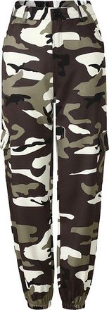 ShiFan Women Girls Camouflage Printed Cargo Pants Outdoor Casual Trousers Jeans Gray M