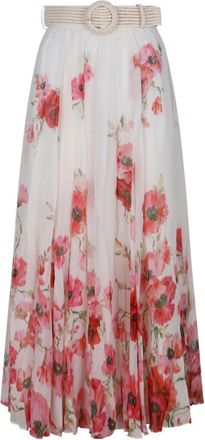 Zimmermann Lightburst Maxi Rok in Cr&egrave;me en Rood - Dames - Maxi Rokken - Veelkleurig - S - Katoen - Rokken