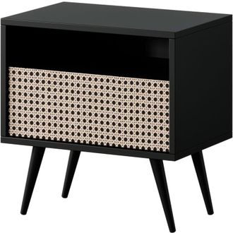 Selsey Bello comodino con cassetto Intreccio viennese su gambe nere - Selsey