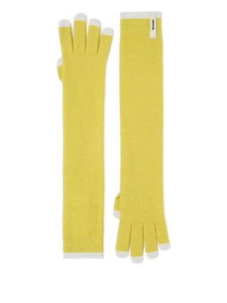 Sunnei logo-patch gloves - unisex - Polyamide/Elastane/Cashmere/Merino/Viscose - One Size - Yellow