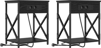 vidaXL Vidaxl - Bedside Cabinet 2 pcs Black oak 41 x 31 x 51 cm Engineered wood