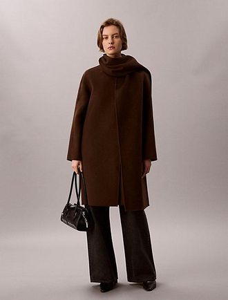 Calvin Klein Abrigo Con Bufanda De Mezcla De Lana