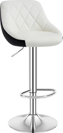 Woltu Woltu 1 Pz Sgabello Da Bar Sedia Cucina Imbottita Girevole In Metallo E Ecopelle Bianco+nero