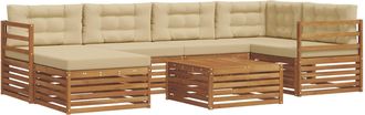 vidaXL Conjunto De Sof&aacute;s De Exterior 7 Uds. Natural Y Beige Vidaxl