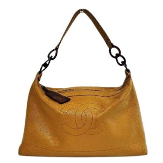 Chanel Pre-owned Shoulder Bags, female, Yellow, Size: ONE SIZE Pre-owned Caviar Shoulder Bag