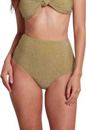 Sauipe Swimwear Claire High Waist Bikini Bottom Lurex In Green
