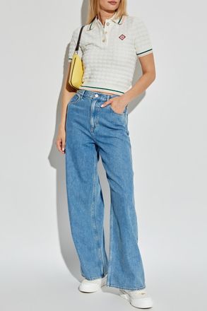 Casablanca Polo Shirt With Logo Patch, Womens, White