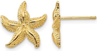 Diamond2Deal 10k Yellow Gold Starfish Shape Stud Earrings L 13mm, W 12mm