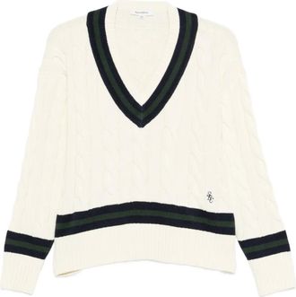 Sporty & Rich Maglione a righe con scollo a V - Toni neutri