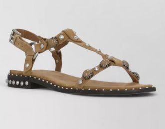 Ash leather t strap sandals flat sole