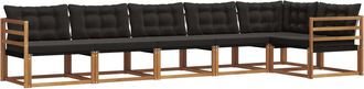 vidaXL Conjunto De Sof&aacute;s De Exterior 6 Uds. Natural Y Negro Vidaxl