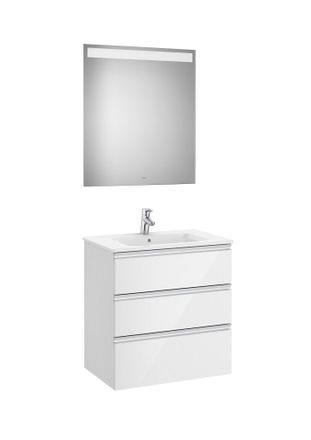 Roca Conjunto De Mueble 3 Cajones, Lavabo Y Espejo Con Led The Gap - Roca Color: Blanco Brillo - Medidas: 705 Mm