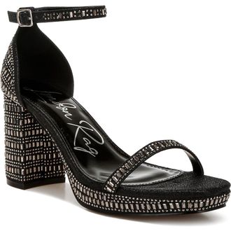 London Rag Ronan Crystal Embellished Platform Sandal in Black at Nordstrom Rack, Size 5