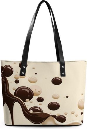 Generic Bubble Tea in Brown Milk Tea Tote Bags for Women Cute Shoulder Purses Handbags
