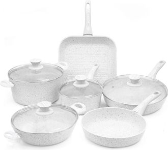 Bisetti Battery 10 pcs. Stonewhite white wooden design handles