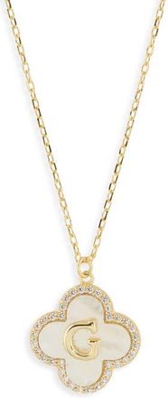 Argento Vivo Clover Mother-of-Pearl Initial Pendant Necklace in Gold - G at Nordstrom