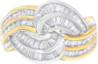 House of Brilliance 10KT Two-Toned Gold 1.0 Cttw Diamond Bypass Ring in Yellow at Nordstrom, Size 7