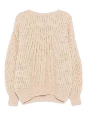 Maiami balloon-sleeve ribbed knit sweater - Neutrals