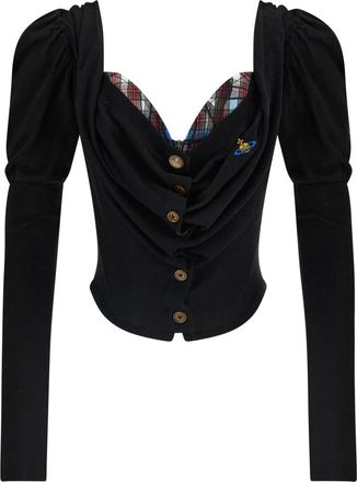 Vivienne Westwood Bea Corset Cardigan - Dames - Vesten - Zwart - M - Katoen - Truien & Vesten