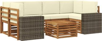 vidaXL Conjunto De Sof&aacute;s De Exterior 7 Uds. Natural Y Crema Vidaxl