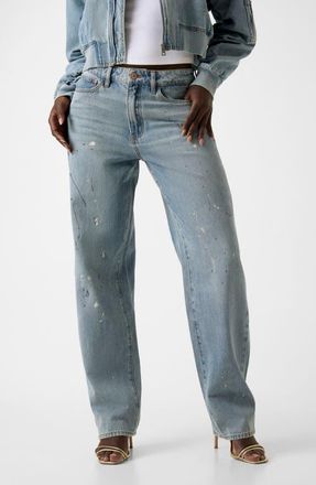 Guess Paint Splatter Relaxed Barrel Leg Jeans in Denim at Nordstrom, Size 27 X 30