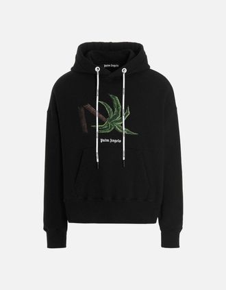 Palm Angels Womens Palm Angels Broken Palm Tree Logo Black Hoodie - Size: 18/20