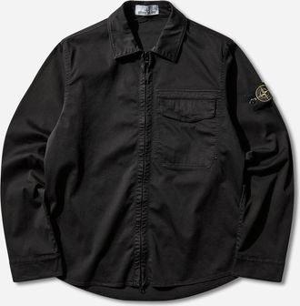 Stone Island Men s Stretch Organic Cotton Satin Overshirt Black