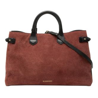 Burberry Pre-owned Burberry Large Suede and Calfskin Banner Satchel Ladies VGJ5VE2YRFYI3SRR