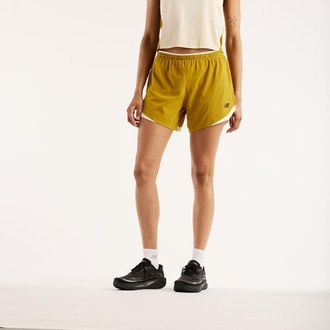 New Balance Donna RC Essential Short 5 in Marrone/Beige, Politessuto, Taglia XL