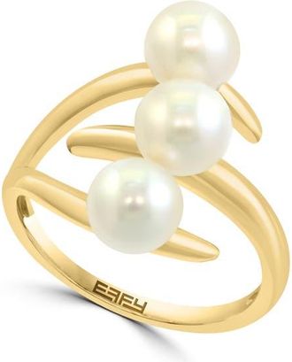 Effy 14K Yellow Gold Triple Freshwater Pearl Bypass Ring in 14K Gold at Nordstrom, Size 7