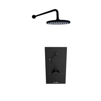 Clifton Matt Black Finish Concealed Mixer Shower with Fixed Overhead Drencher