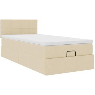 vidaXL Cama Otomana Con Colch&oacute;n Crema 90x200 Cm Tela Vidaxl