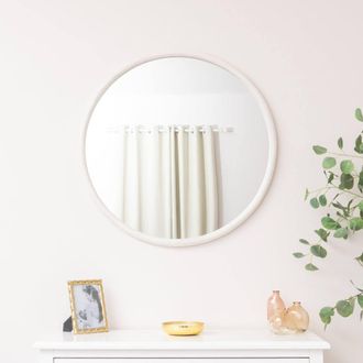 Melody Maison Large White Washed Wooden Round Wall Mirror - 80cm X 80cm | Size: 80 cm X 80 cm
